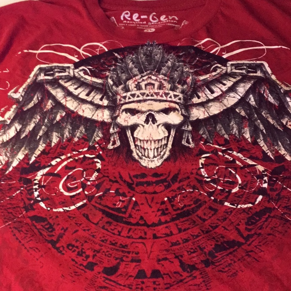 Recycled Generation Mens XL Red Skull T-Shirt